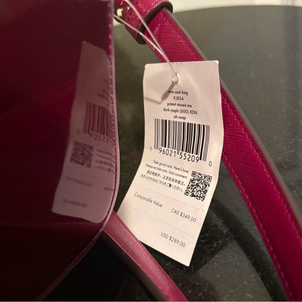 Kate Spade! NWT!! “ Oh Snap” Mini Camera Bag in Dark Raspberry! Adorable!! - Picture 4 of 7
